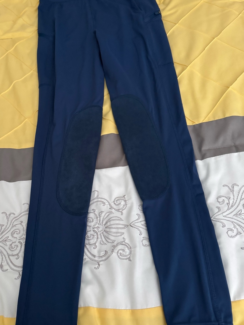 Willit Navy Women's Leggings with faux Knee Patches